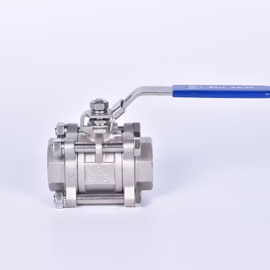 SS304 316 Vanne à boisseau sphérique manuelle en acier inoxydable 3 pièces à port complet 3 pièces